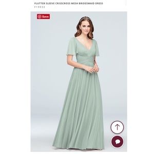 Flutter Sleeve Crisscross Mesh Bridesmaid Dress